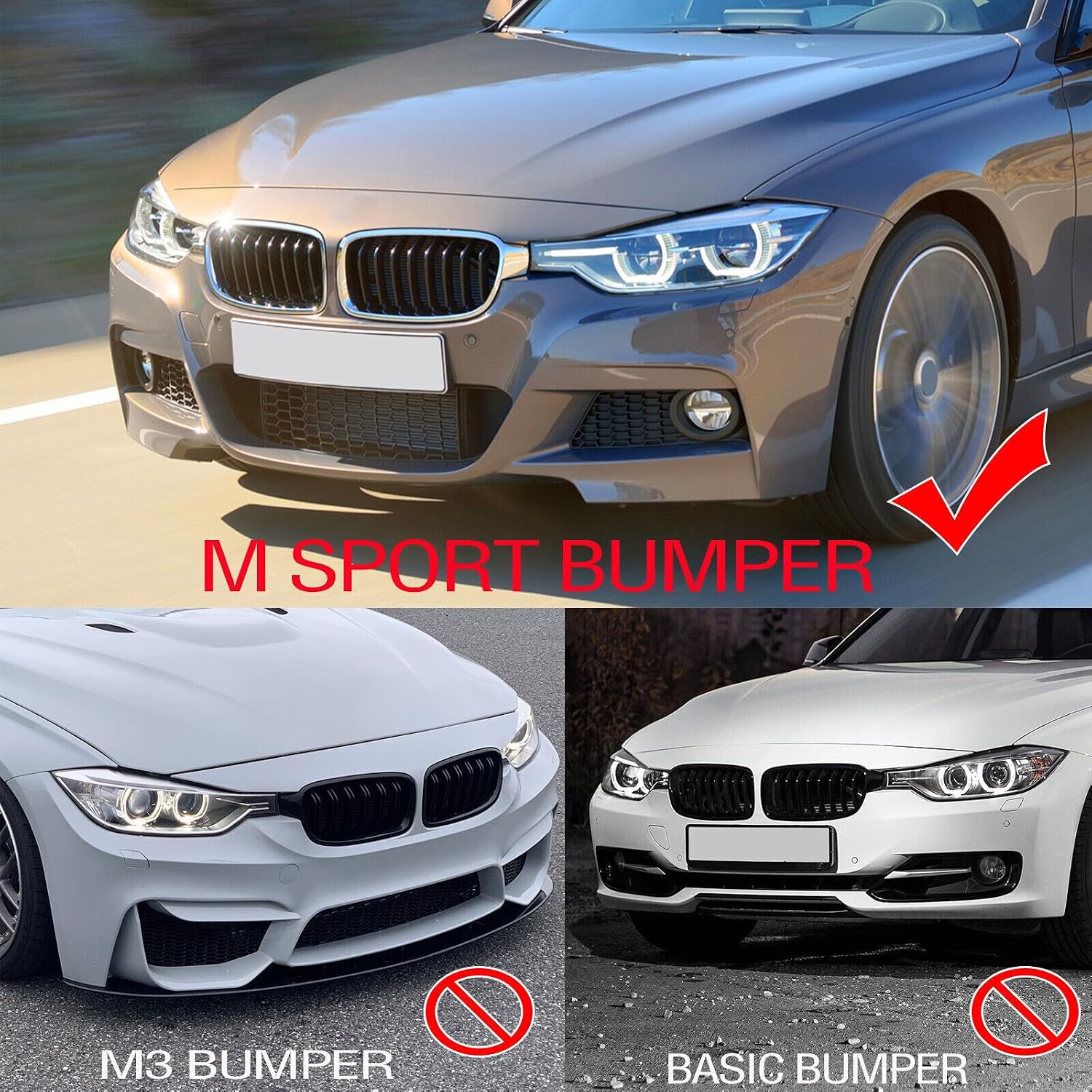 Front Bumper Lip Splitter Compatible with 2012-2018 F30 F31 Base 3 Series