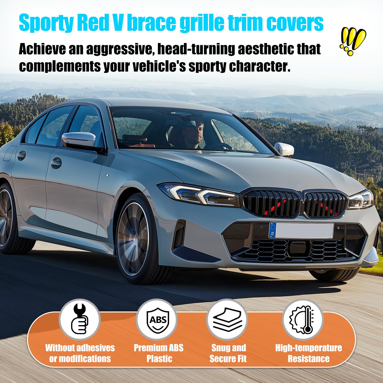 Jaronx for BMW V Brace Cover, Front Grill Inserts V Bar Brace Trim Covers | Compatible with BMW for 1'F20 F21/2'F22 F23/3'F30 F31 F34/4'F32 F33 F36/5' G30 G31/6'G32/7'G11 G12/8'G14 (White)