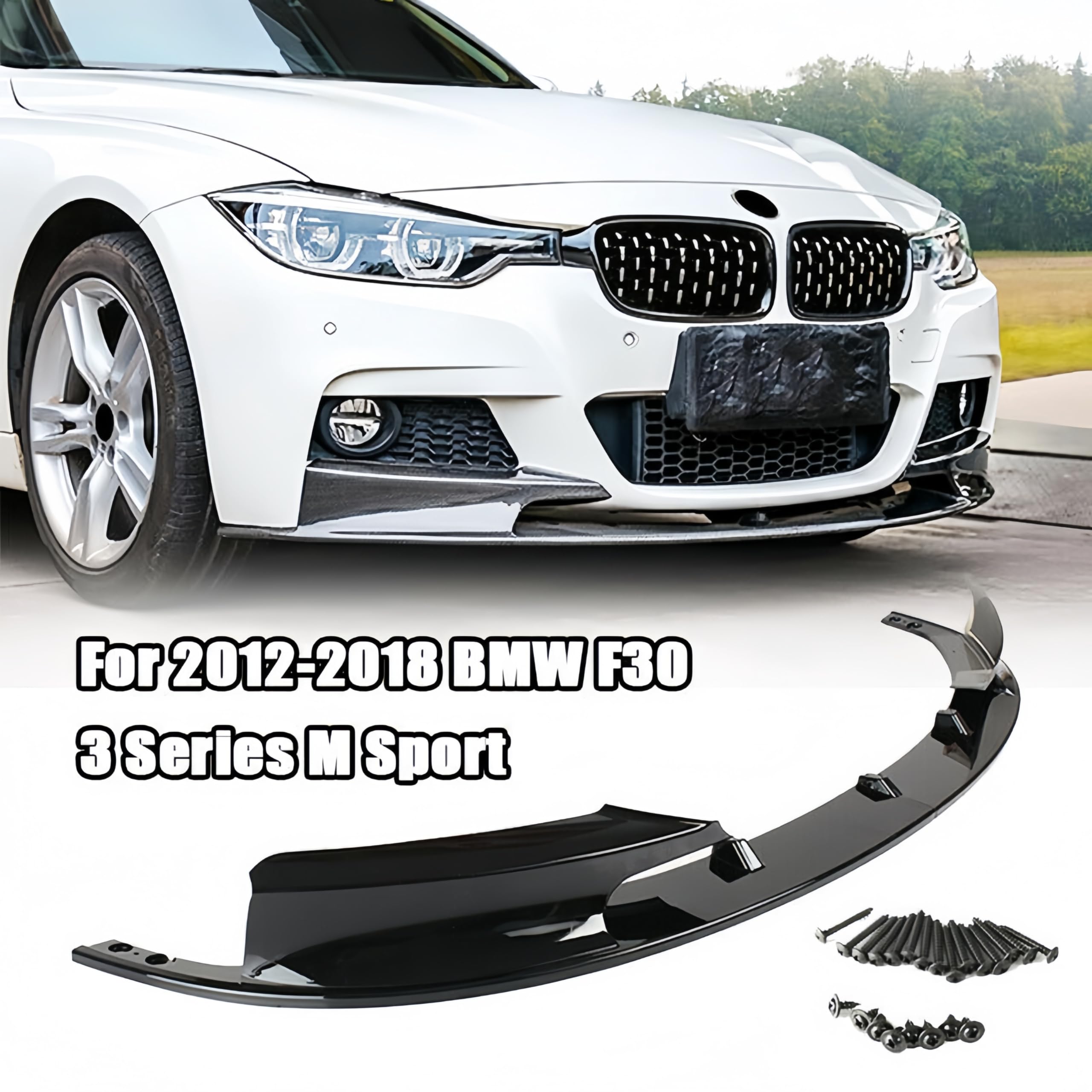 Front Bumper Lip Splitter Compatible with 2012-2018 F30 F31 Base 3 Series