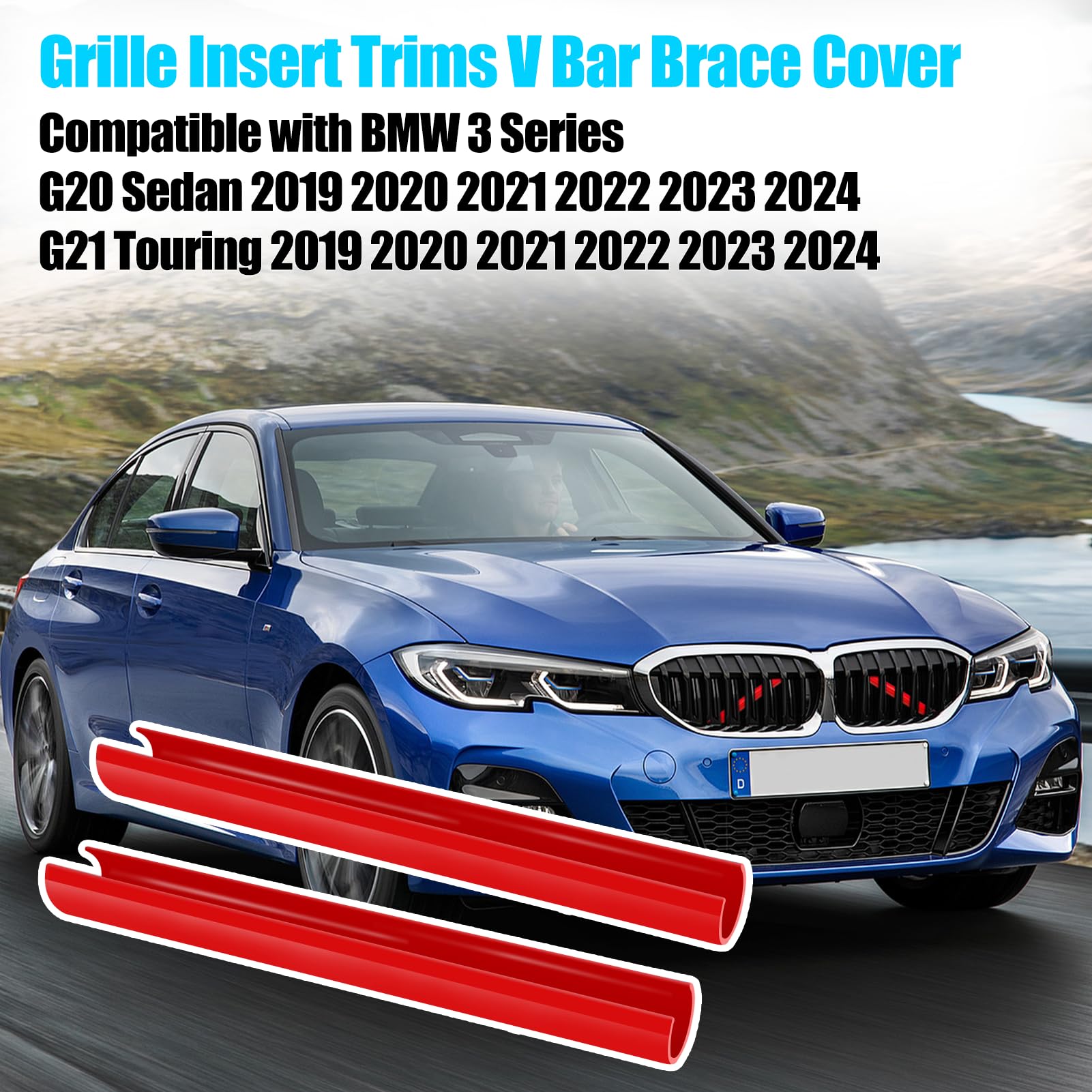 Jaronx for BMW V Brace Cover, Front Grill Inserts V Bar Brace Trim Covers | Compatible with BMW for 1'F20 F21/2'F22 F23/3'F30 F31 F34/4'F32 F33 F36/5' G30 G31/6'G32/7'G11 G12/8'G14 (White)