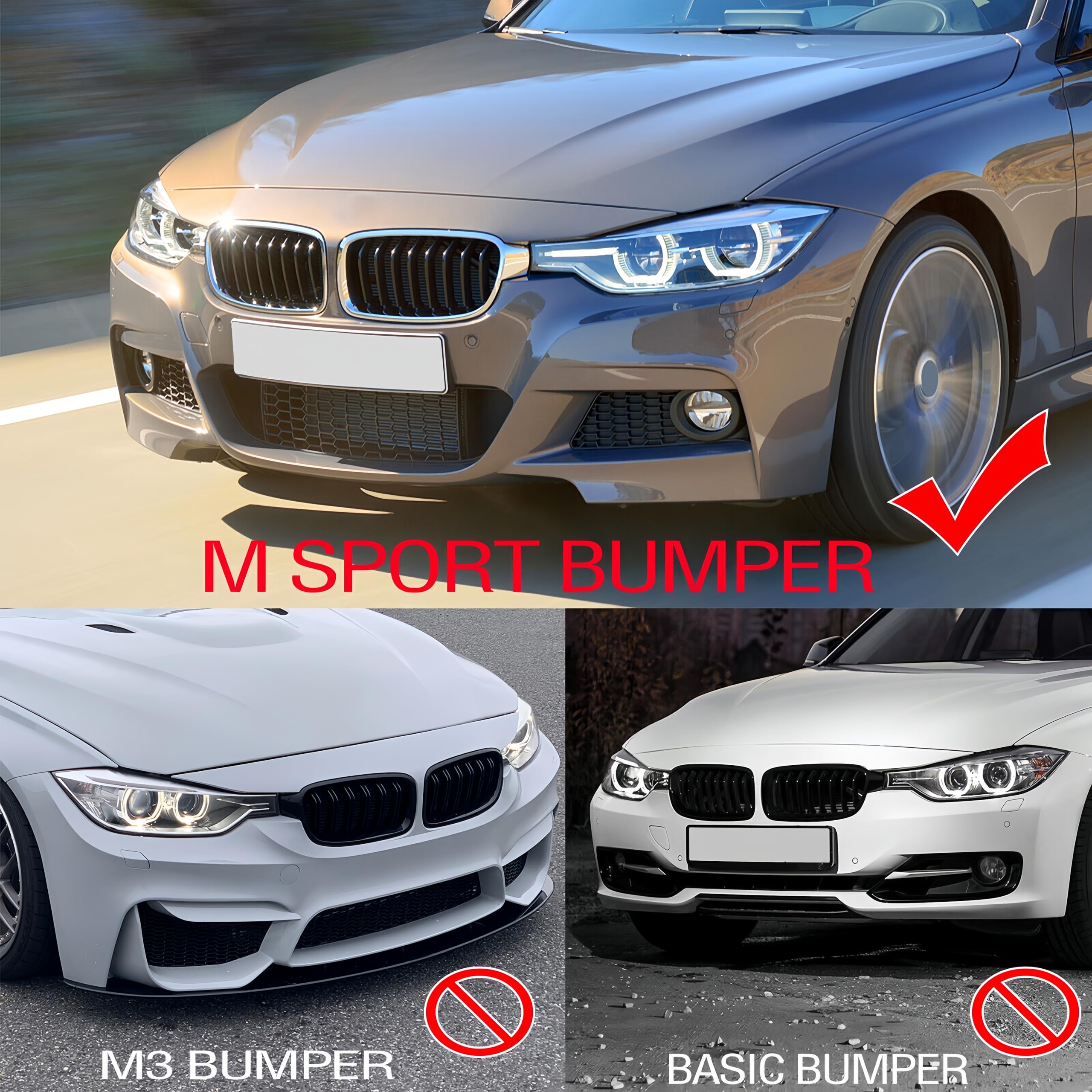Front Bumper Lip Splitter Compatible with 2012-2018 F30 F31 Base 3 Series